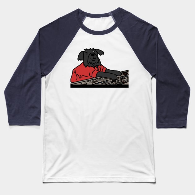 Dog in Control Making Music Baseball T-Shirt by ellenhenryart